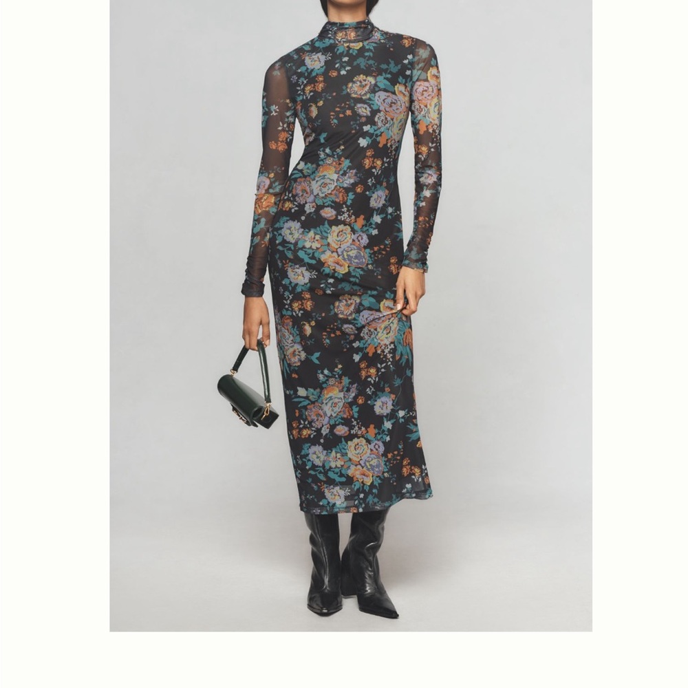 Anthropologie Black Floral Maxi Dress